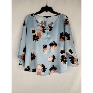 Marc New York Andrew Marc Dolman Sleeve Top Womens Size L Blue Floral BOHO